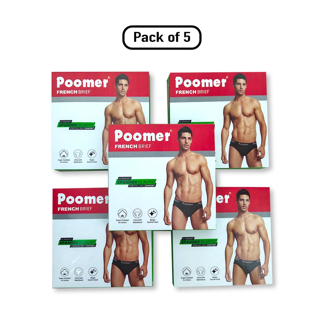 Poomer® Mens French Brief ( Pack of 5 ) 5 (4)